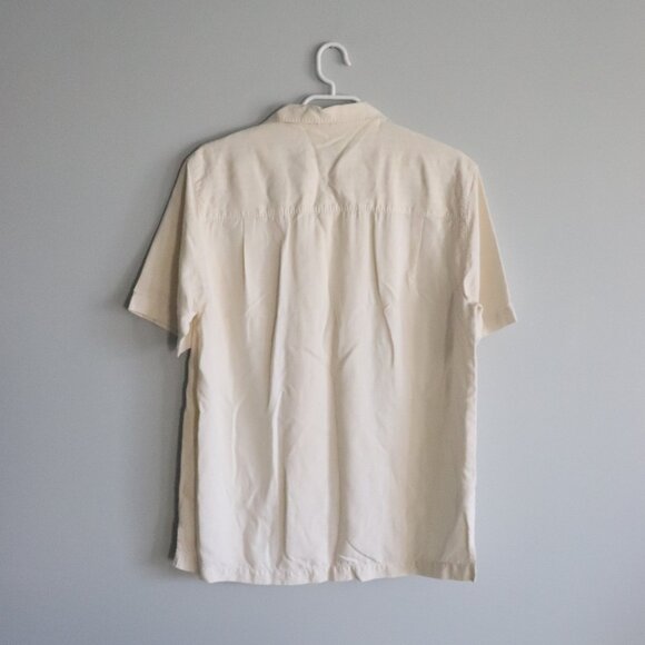 Tommy Bahama Mens Cream Sz S 100% Silk Buttoned‎ Camp Collared Vacation Top - Picture 2 of 15